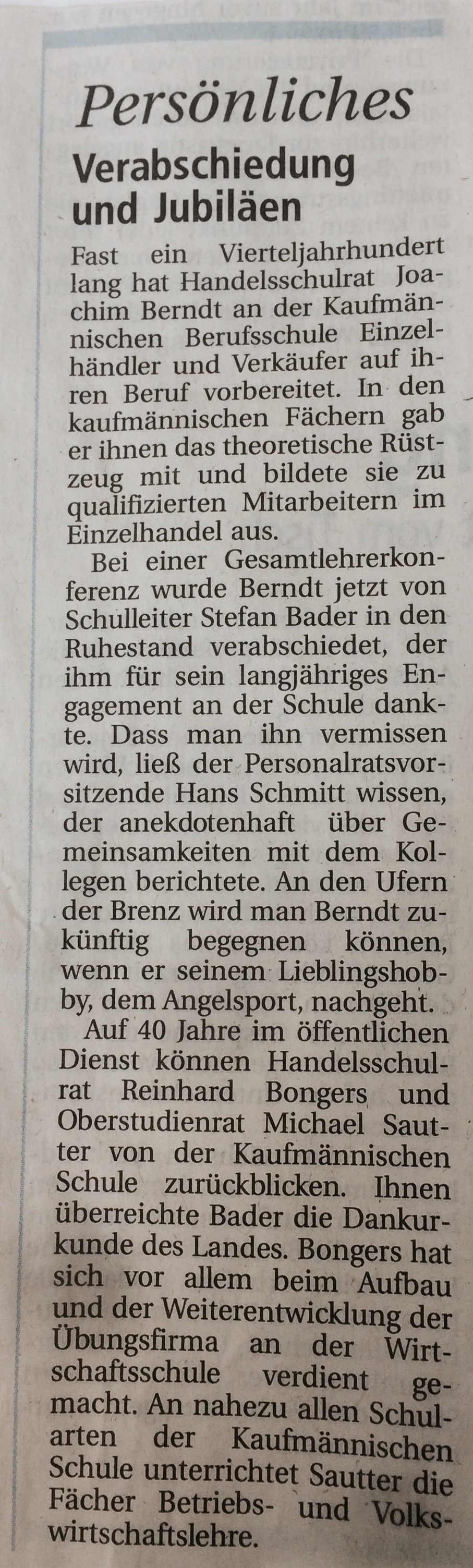 März 2015 Verabschiedung Hr. Berndt