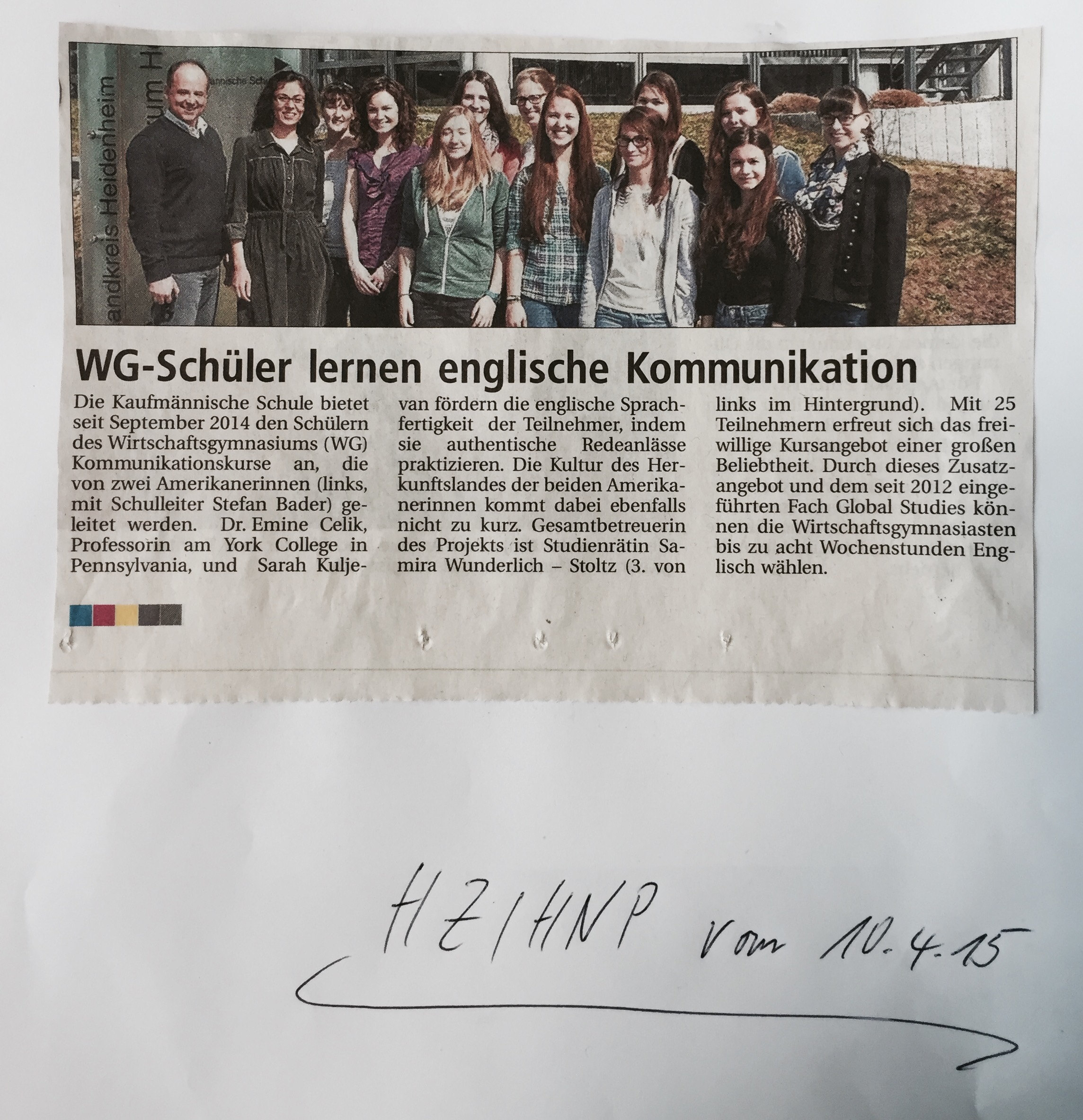 10.4.15 WG Schüler lernen englische Kommunikation 