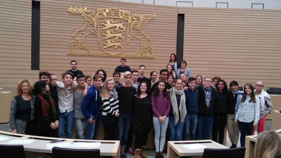 Die europäische Schülertheatergruppe NEYAC besucht am 25. Oktober 2016 den Landtag. Die Schüler nehmen am europäischen Erasmus- und Bildungsprojekt teil.