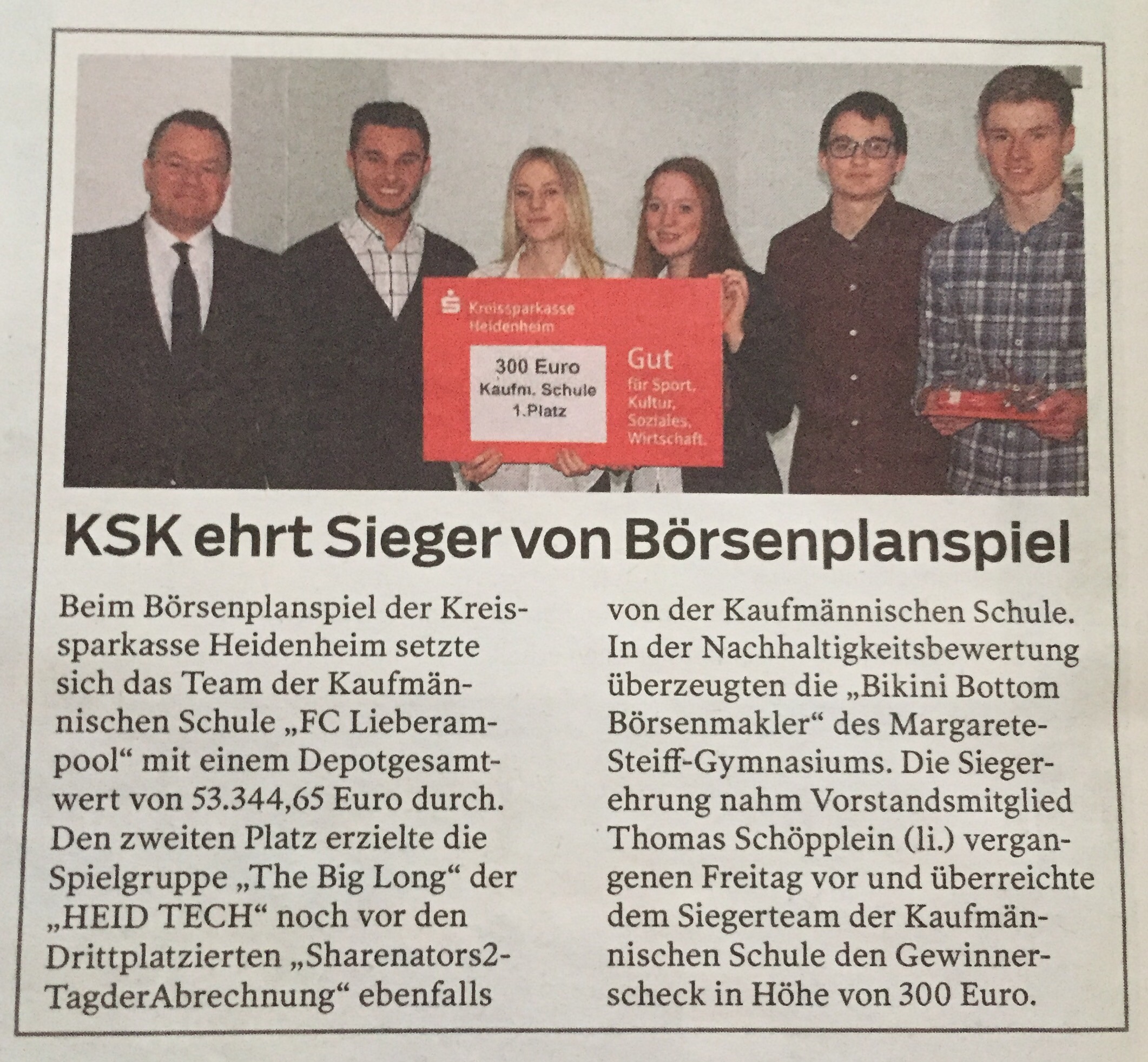 Neue Woche: KSH Gruppe gewinnt Boersenspiel